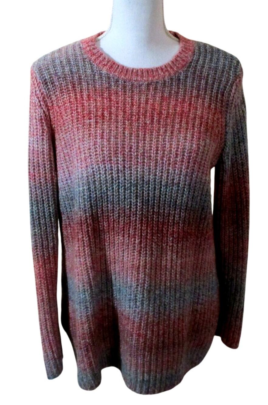 J. Jill Women's Long Sleeve Red & Gray Knit Sweater Size Medium